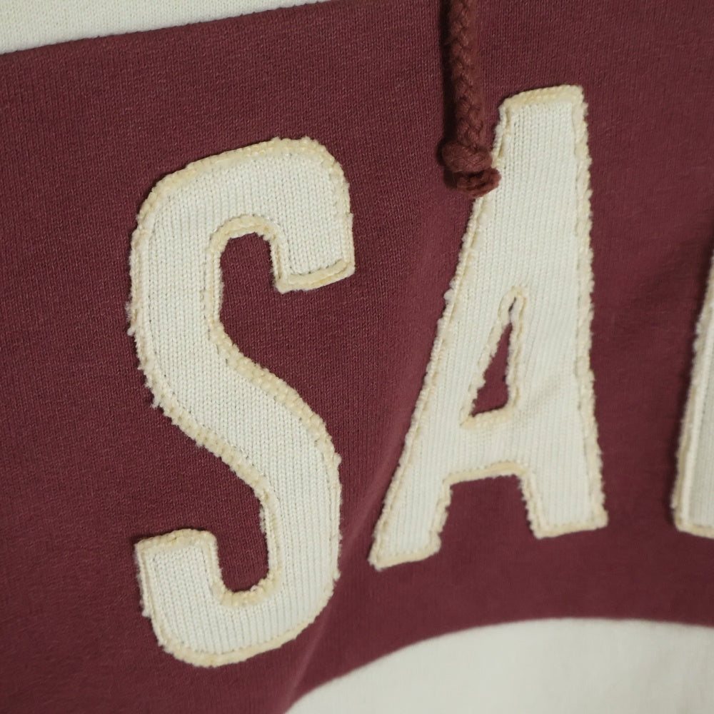 SAINT LAURENT PARIS(サンローランパリ) ロゴパッチ レース スウェットパーカー フーディー ベージュ/レッド 697678 Y36VZ 9355