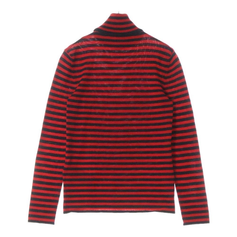 SAINT LAURENT PARIS(サンローランパリ) ボーダー タートルネック ウールニットセーター ブラック/レッド 663345 Y75B0
