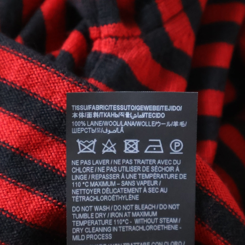 SAINT LAURENT PARIS(サンローランパリ) ボーダー タートルネック ウールニットセーター ブラック/レッド 663345 Y75B0
