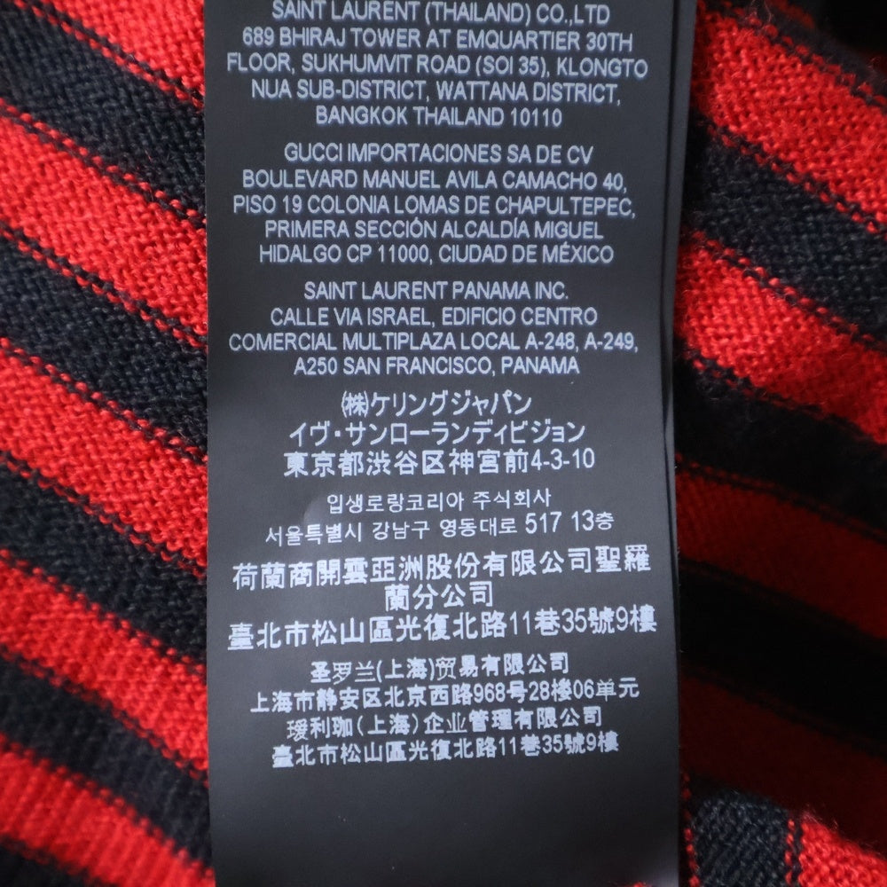 SAINT LAURENT PARIS(サンローランパリ) ボーダー タートルネック ウールニットセーター ブラック/レッド 663345 Y75B0