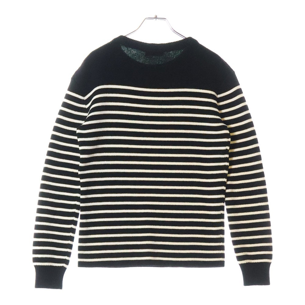SAINT LAURENT PARIS(サンローランパリ) ショルダーボタンボーダーニット ブラック/ホワイト 588063 YAFQ2