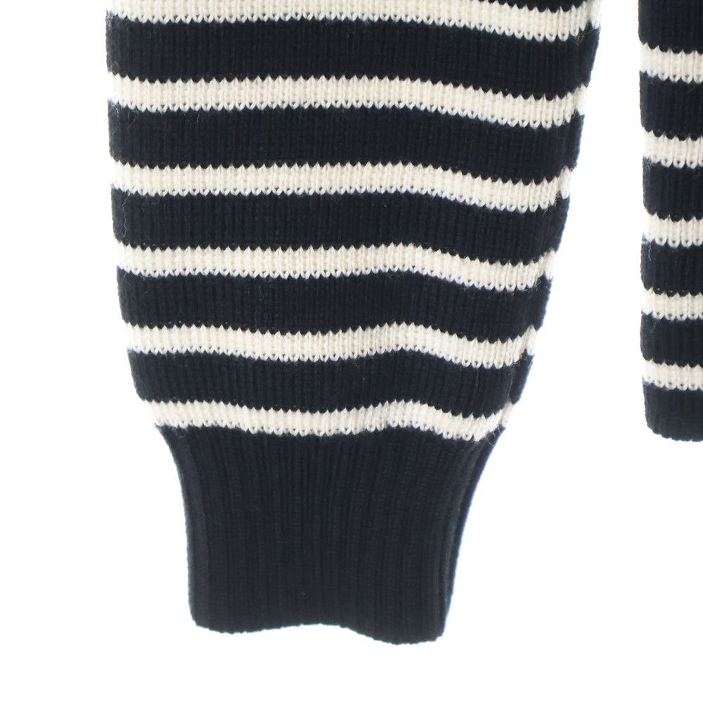 SAINT LAURENT PARIS(サンローランパリ) ショルダーボタンボーダーニット ブラック/ホワイト 588063 YAFQ2