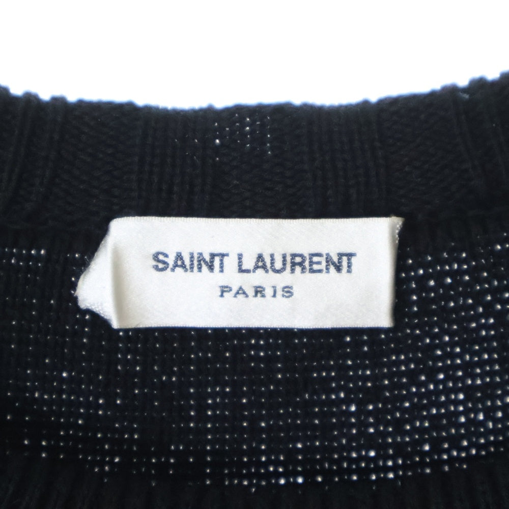 SAINT LAURENT PARIS(サンローランパリ) ショルダーボタンボーダーニット ブラック/ホワイト 588063 YAFQ2