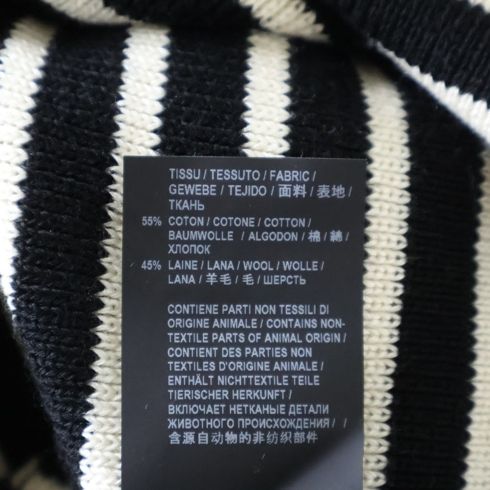 SAINT LAURENT PARIS(サンローランパリ) ショルダーボタンボーダーニット ブラック/ホワイト 588063 YAFQ2