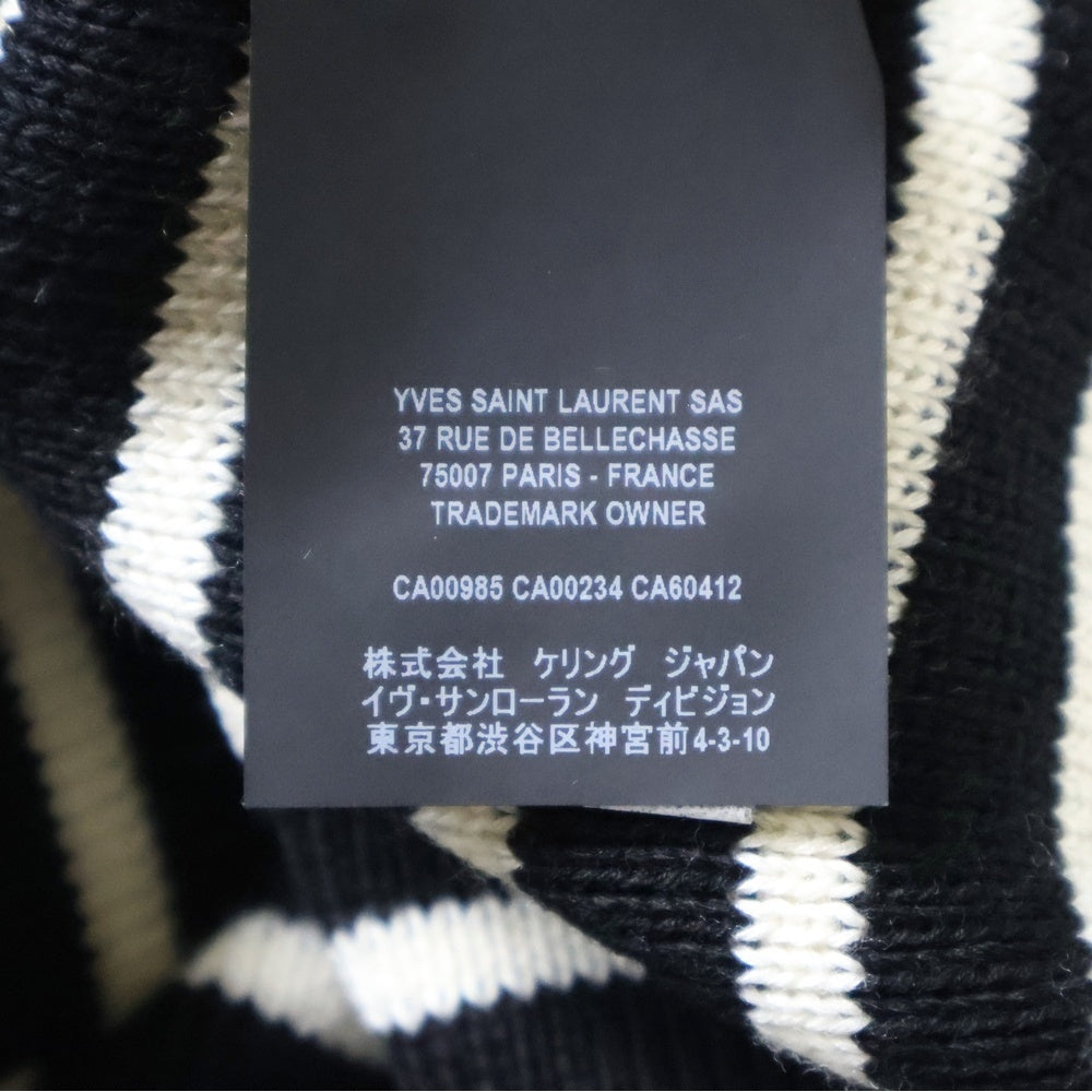 SAINT LAURENT PARIS(サンローランパリ) ショルダーボタンボーダーニット ブラック/ホワイト 588063 YAFQ2