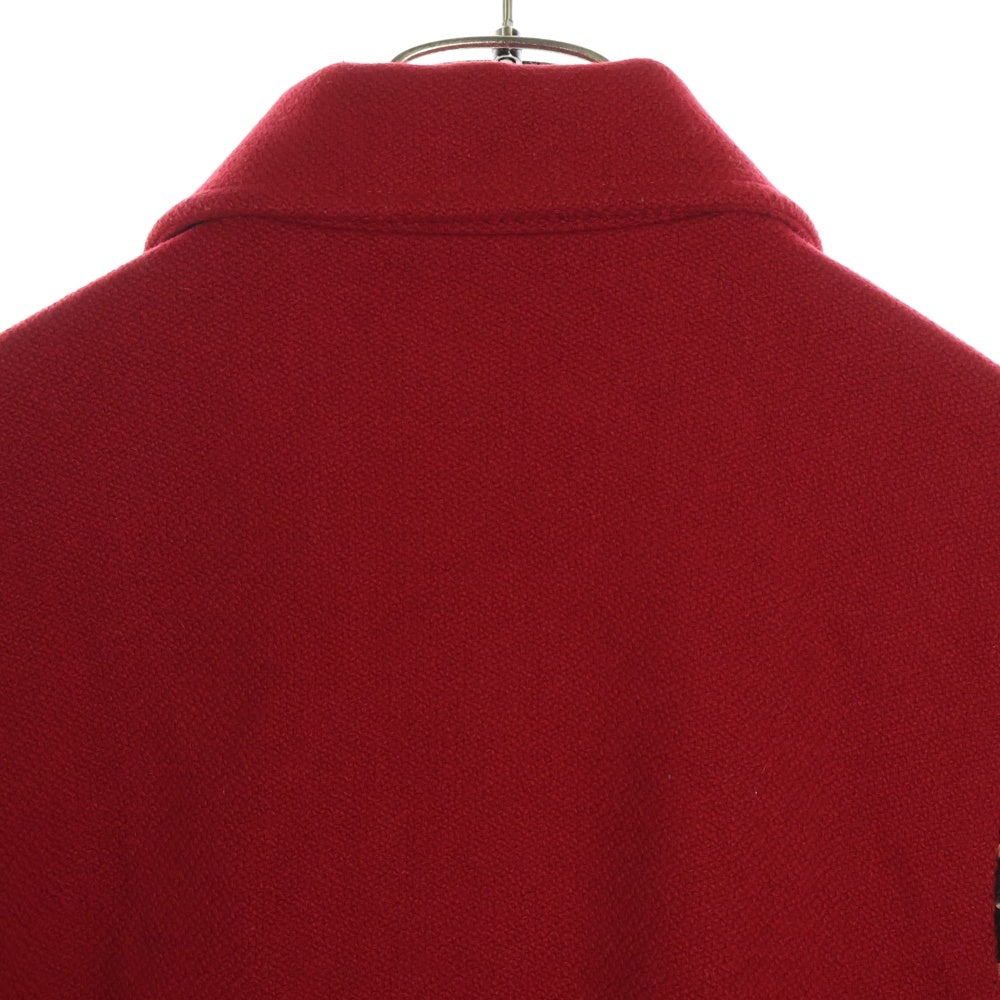 SAINT LAURENT PARIS(サンローランパリ) 14AW エディ期 テディ ハラコレオパード切替スタジムジャンバー ブルゾン レッド/ブラウン 361790 Y580F