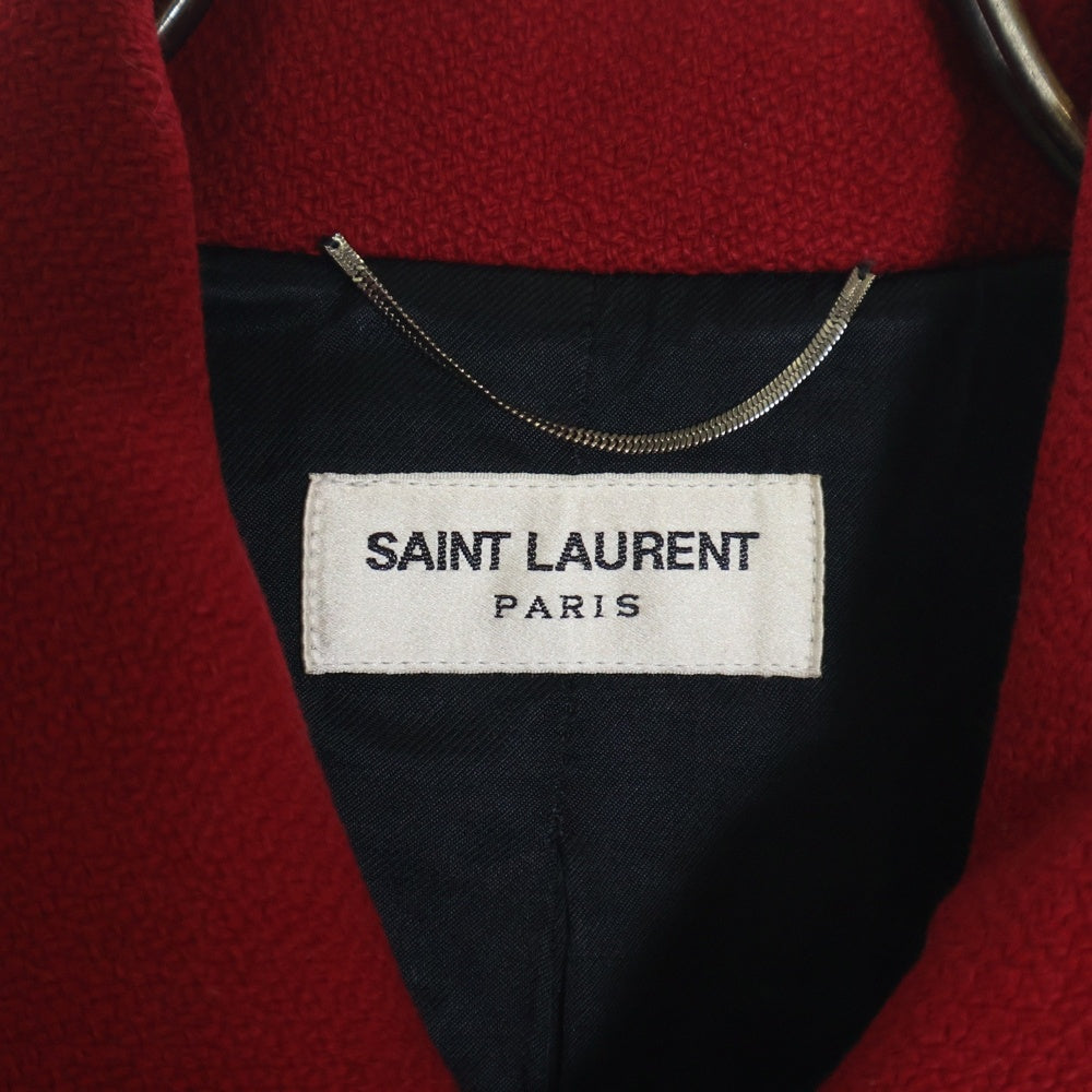 SAINT LAURENT PARIS(サンローランパリ) 14AW エディ期 テディ ハラコレオパード切替スタジムジャンバー ブルゾン レッド/ブラウン 361790 Y580F