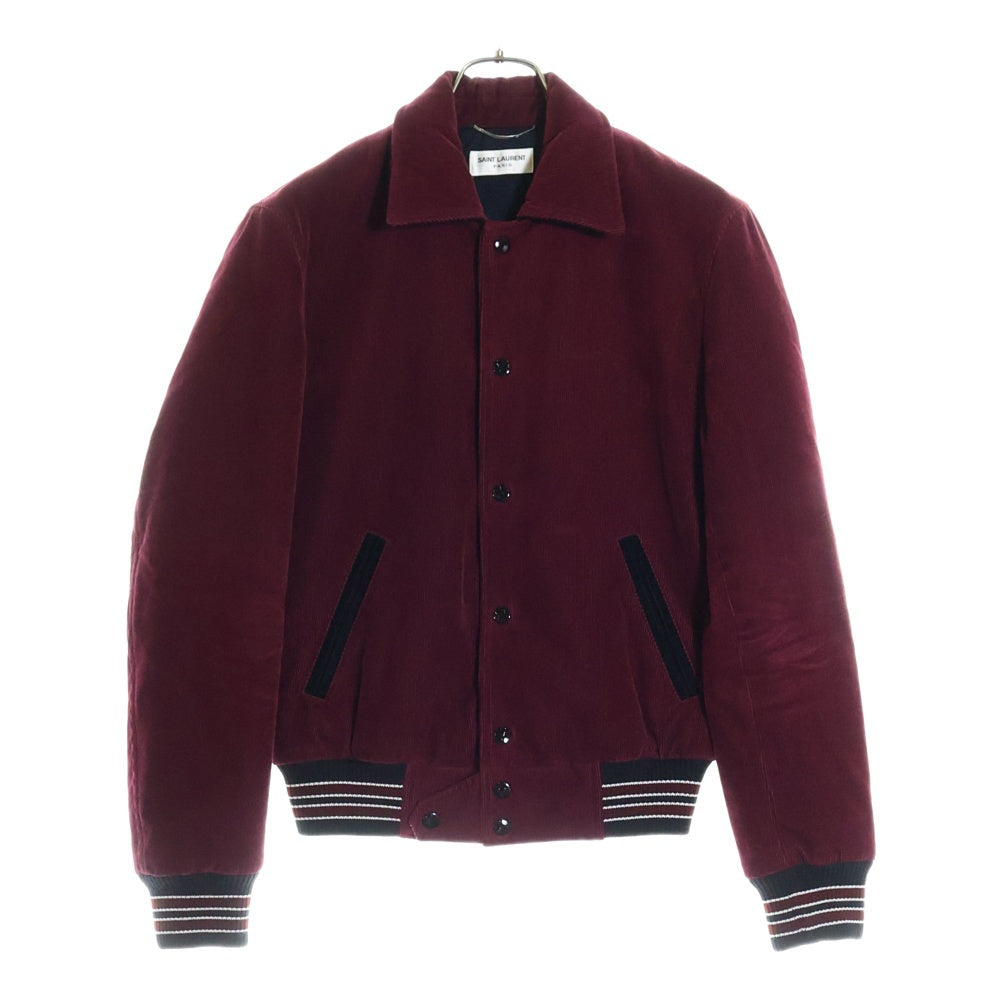 SAINT LAURENT PARIS(サンローランパリ) コーデュロイ 中綿 スタジアムジャンバー ブルゾン エディ期 ワインレッド 485490 Y006R