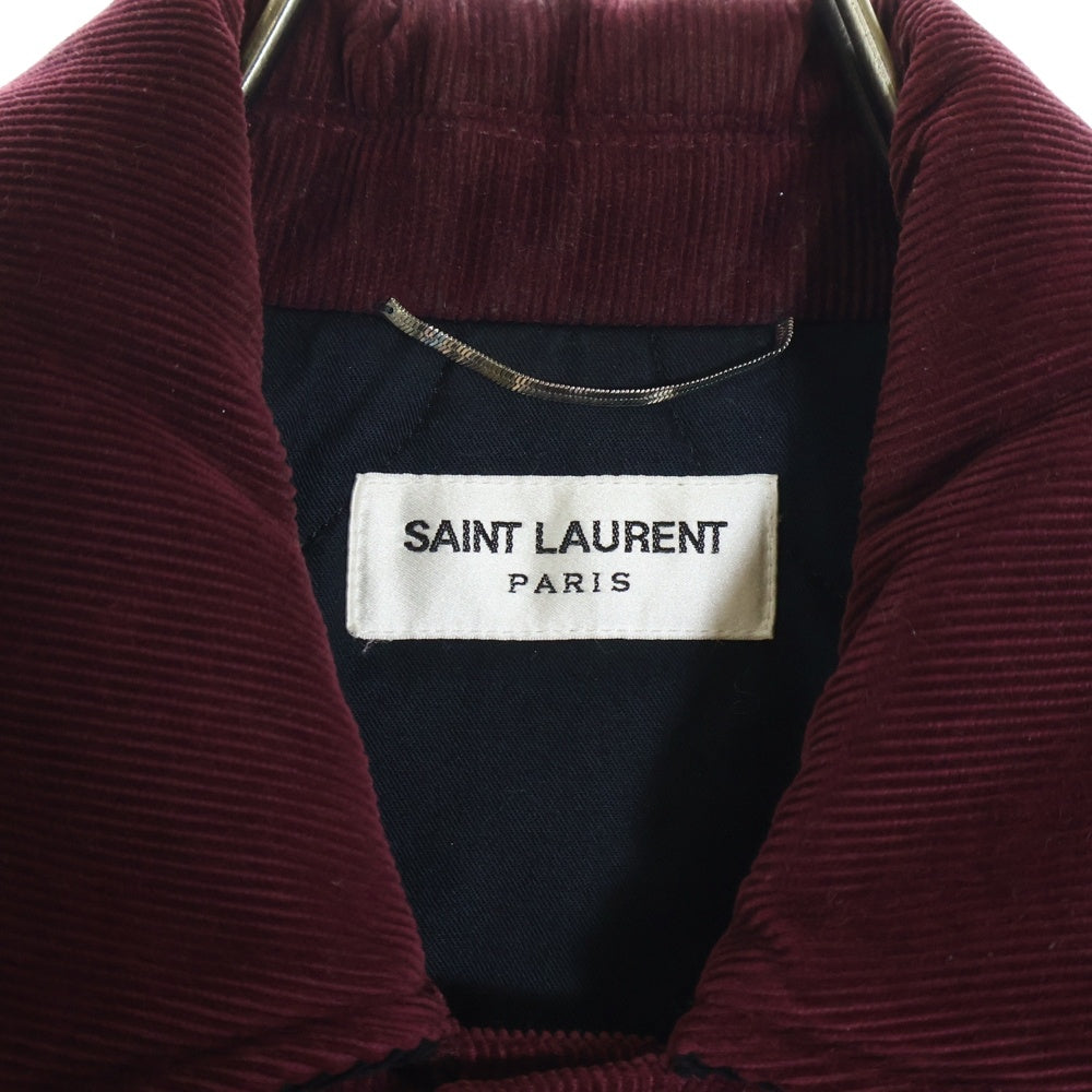 SAINT LAURENT PARIS(サンローランパリ) コーデュロイ 中綿 スタジアムジャンバー ブルゾン エディ期 ワインレッド 485490 Y006R