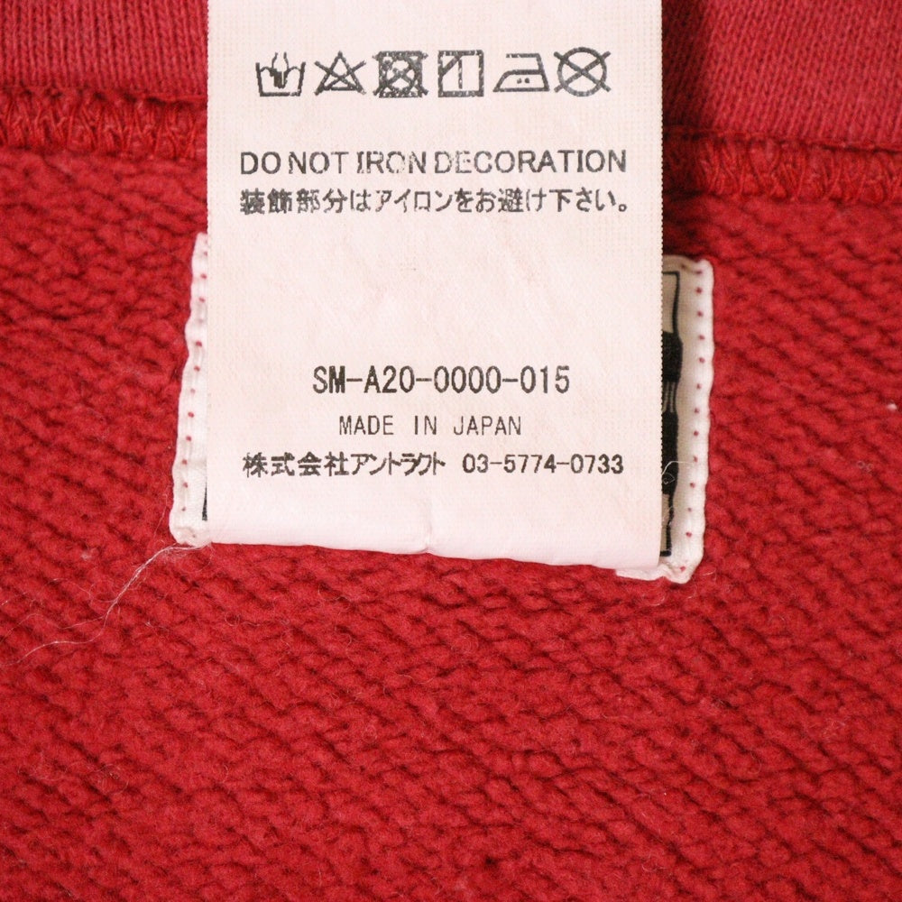 SAINT MICHAEL(セントマイケル) 20AW SM11 HOODIE RED ダメージ加工 フロントロゴ刺繍 スウェットプルオーバーパーカー レッド SM-A20-0000-015