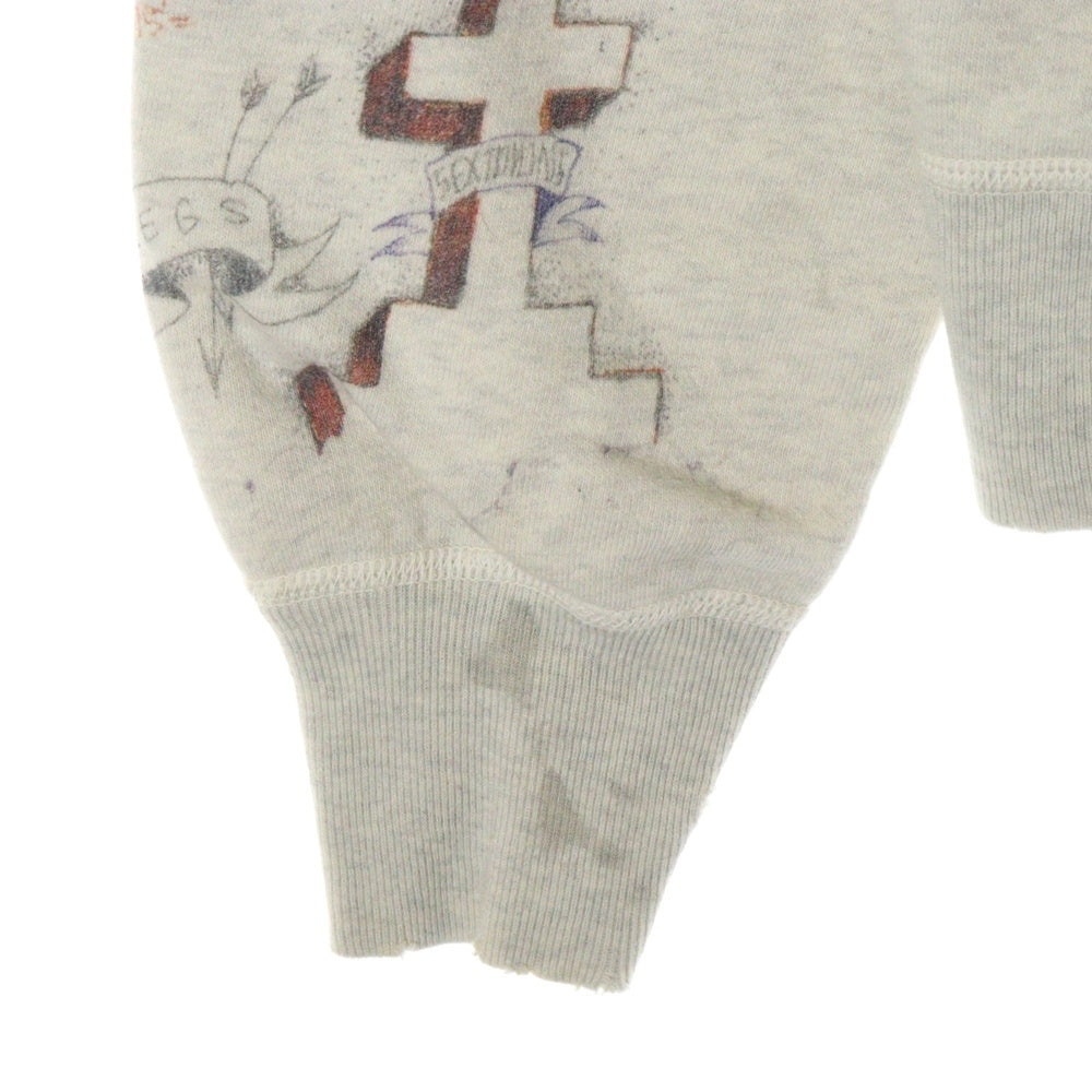 SAINT MICHAEL(セントマイケル) 24SS ×BONE XRAISED BR_HOODIE LA ボーンレイズド グラフィック総柄 スウェット プルオーバーパーカー アイボリー SM-YS8-0000-C11