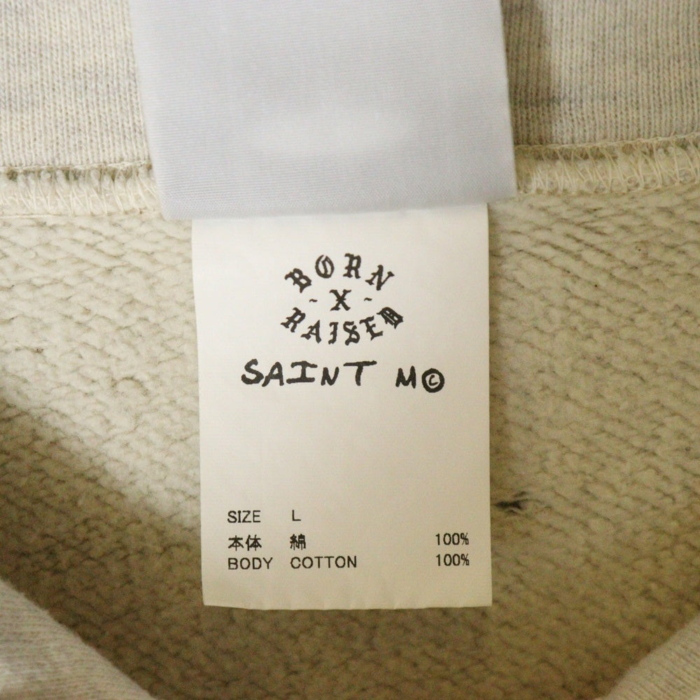 SAINT MICHAEL(セントマイケル) 24SS ×BONE XRAISED BR_HOODIE LA ボーンレイズド グラフィック総柄 スウェット プルオーバーパーカー アイボリー SM-YS8-0000-C11