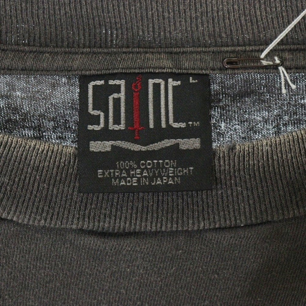 SAINT MICHAEL(セントマイケル) 24AW LS TEE LOVE ヴィンテージ加工 LOVE プリントクルーネック 長袖Tシャツ グレー SM-YS1-0000-014