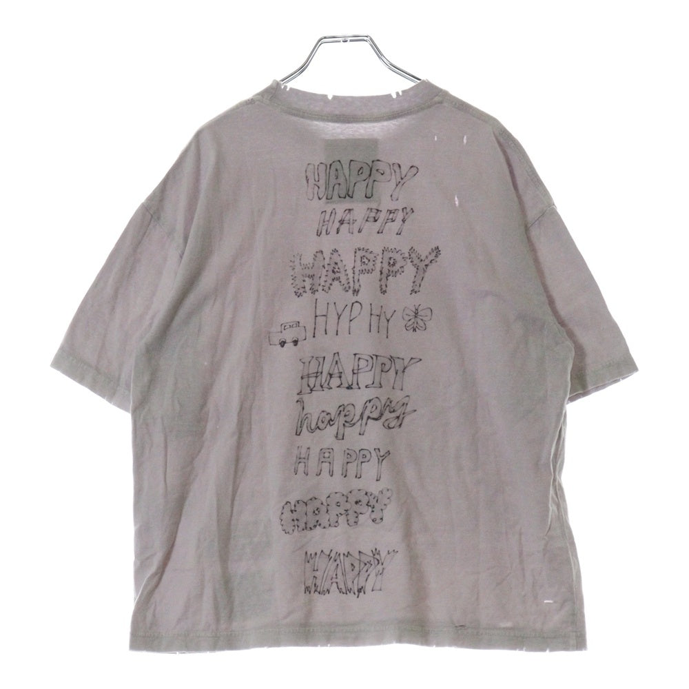 MAISON MIHARAYASUHIRO(メゾンミハラヤスヒロ) Cat Print Bleached T-shirt キャットプリント ブリーチド 半袖Tシャツ パープル B14TS591 レディース
