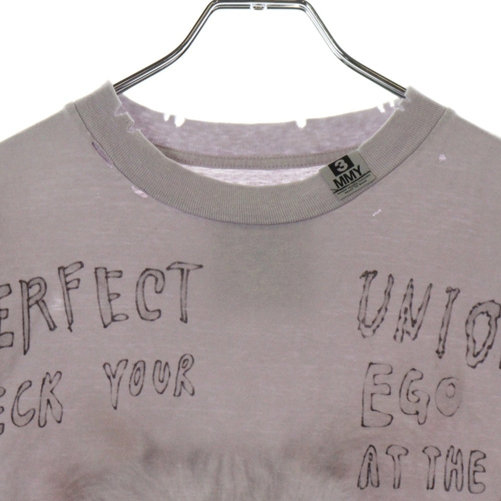 MAISON MIHARAYASUHIRO(メゾンミハラヤスヒロ) Cat Print Bleached T-shirt キャットプリント ブリーチド 半袖Tシャツ パープル B14TS591 レディース