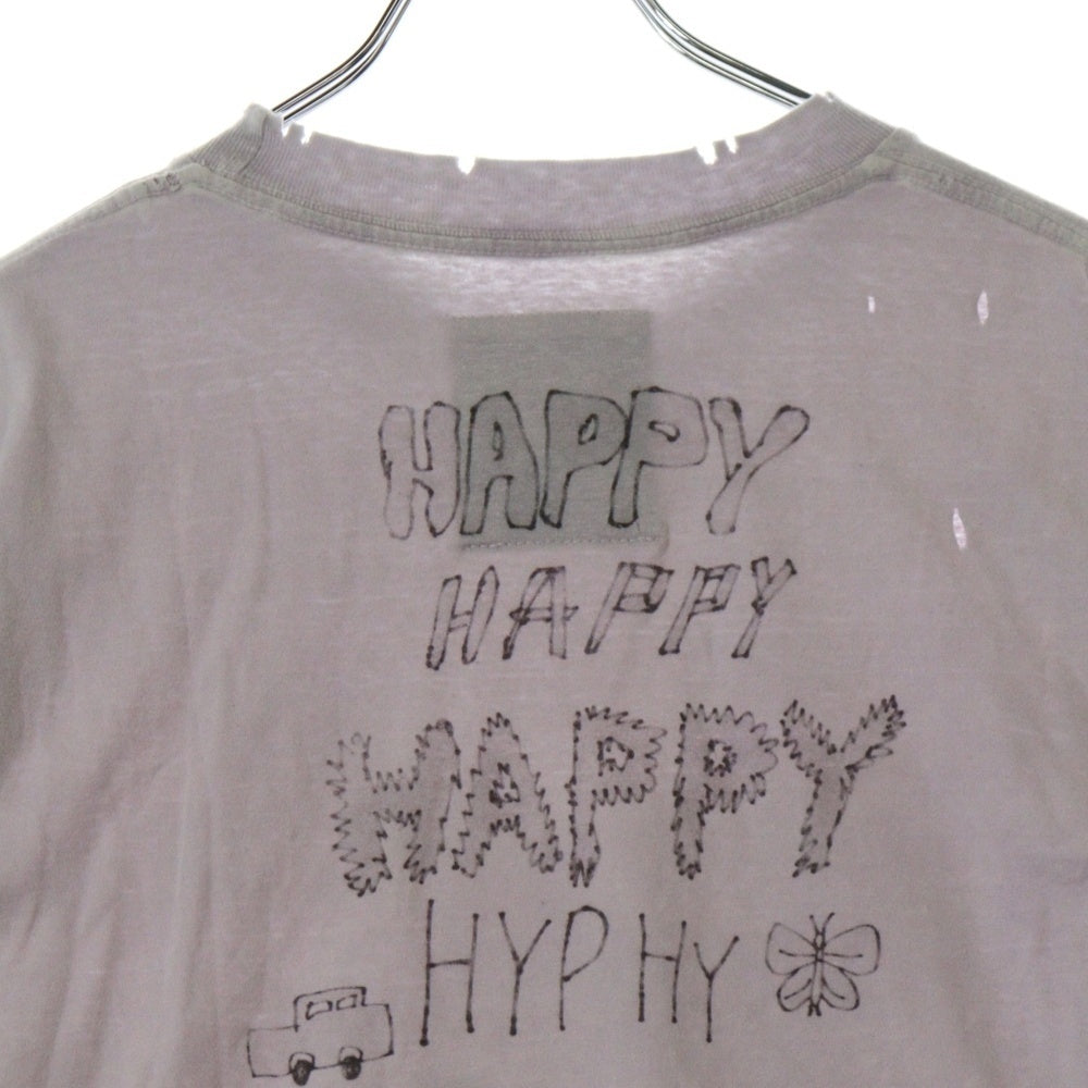 MAISON MIHARAYASUHIRO(メゾンミハラヤスヒロ) Cat Print Bleached T-shirt キャットプリント ブリーチド 半袖Tシャツ パープル B14TS591 レディース