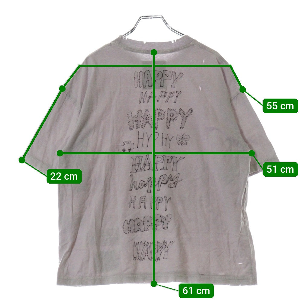 MAISON MIHARAYASUHIRO(メゾンミハラヤスヒロ) Cat Print Bleached T-shirt キャットプリント ブリーチド 半袖Tシャツ パープル B14TS591 レディース