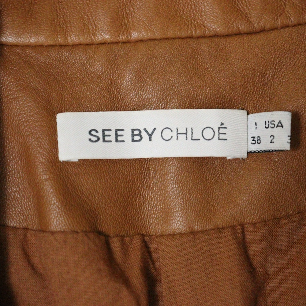 SEE BY CHLOE(シーバイクロエ) シープレザージャケット 羊革 ブラウン レディース