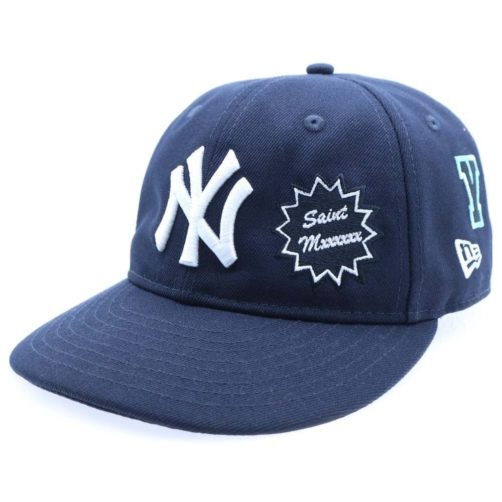 SAINT MICHAEL(セントマイケル) 25SS ×NEW ERA ×MLB YANKEES SNAPBACK ヤンキース スナップバック ワッペンロゴ キャップ 帽子 ブラック 14532343