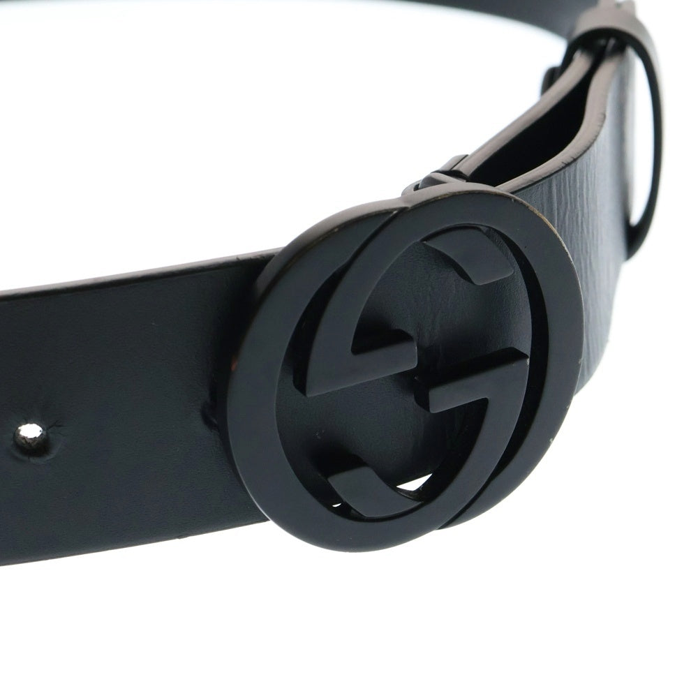 GUCCI(グッチ) インターロッキングG レザーベルト ブラック 368186 BGH0V