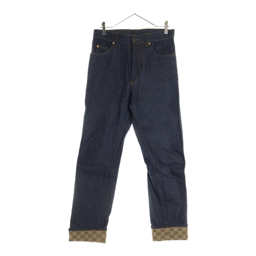 GUCCI(グッチ) GGパターン 折り返し付き デニムパンツ インディゴ 700949 XDB1Z