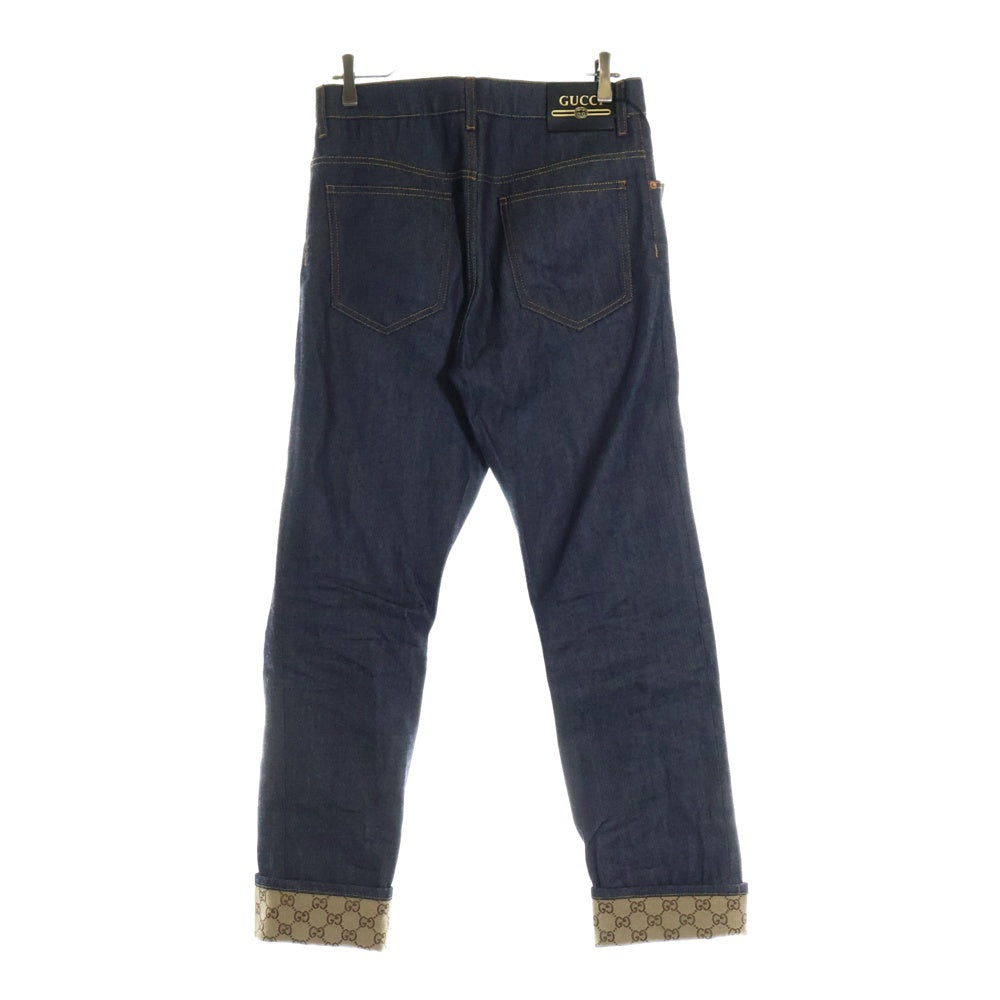 GUCCI(グッチ) GGパターン 折り返し付き デニムパンツ インディゴ 700949 XDB1Z