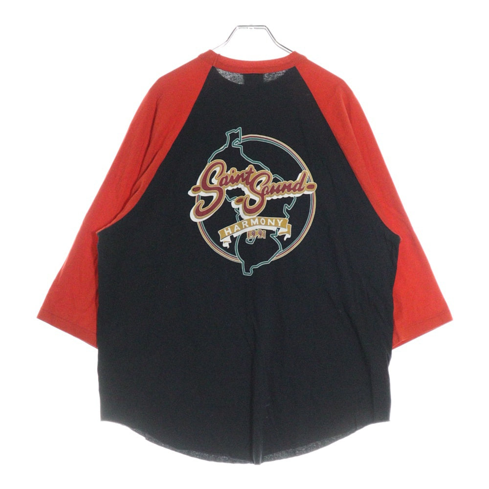 SAINT MICHAEL(セントマイケル) 25SS ×LASTMAN LM SS TEE SNT NOISE ラストマン 七分袖Tシャツ レッド/ブラック SM-HR8-0000-C27
