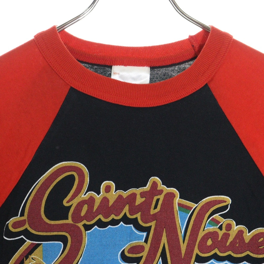 SAINT MICHAEL(セントマイケル) 25SS ×LASTMAN LM SS TEE SNT NOISE ラストマン 七分袖Tシャツ レッド/ブラック SM-HR8-0000-C27