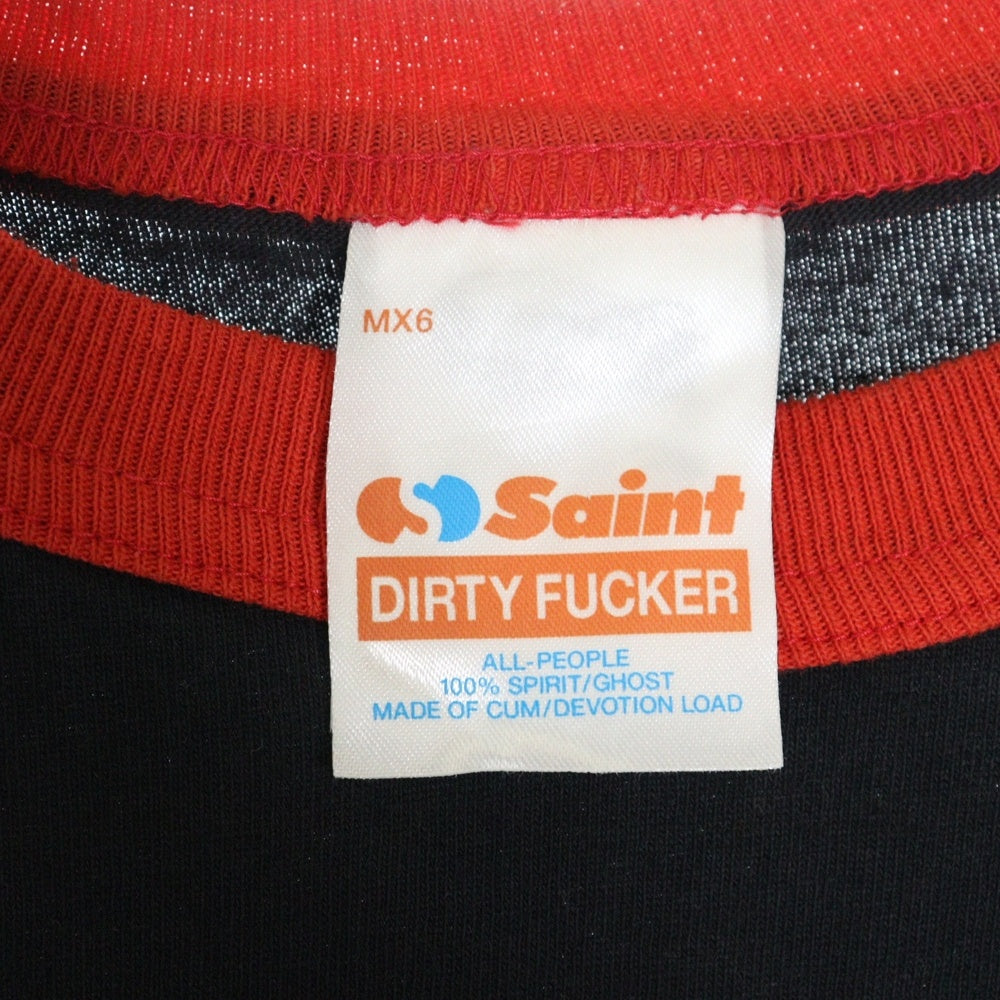 SAINT MICHAEL(セントマイケル) 25SS ×LASTMAN LM SS TEE SNT NOISE ラストマン 七分袖Tシャツ レッド/ブラック SM-HR8-0000-C27