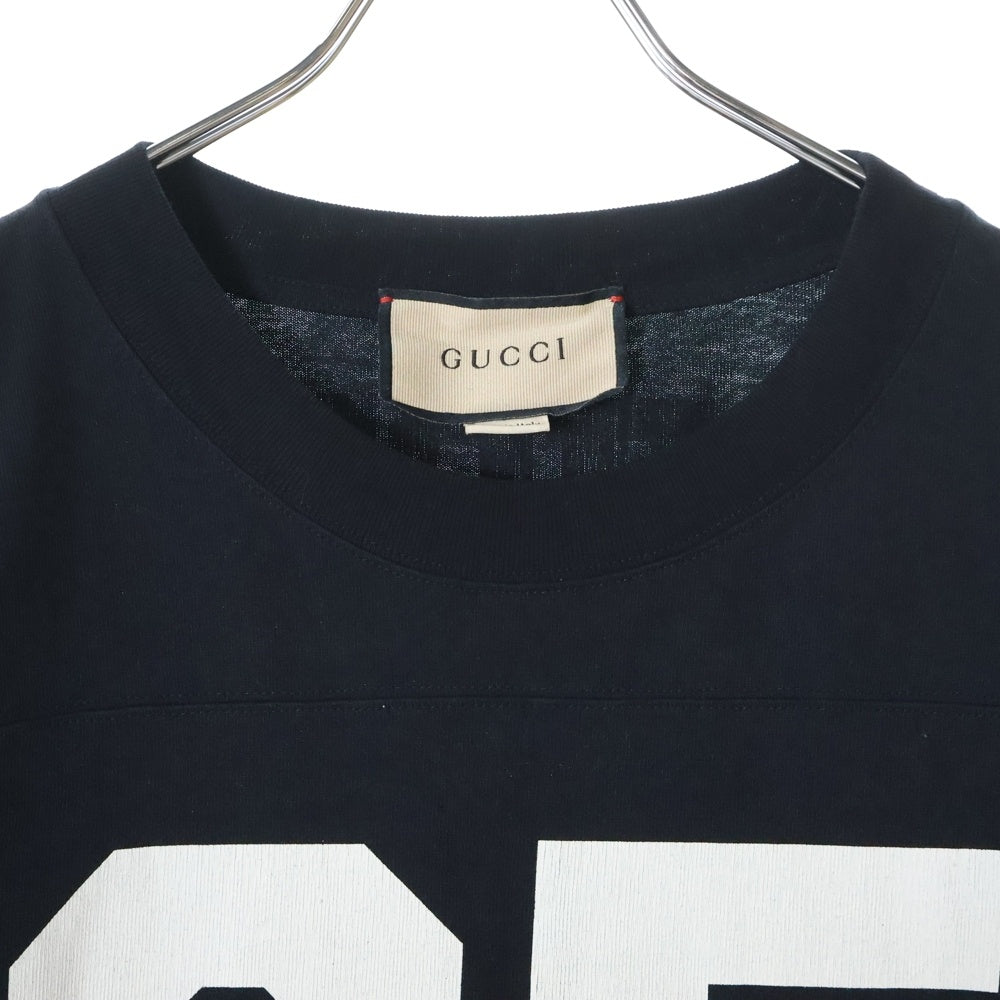 GUCCI(グッチ) SS21 1921 Series Alphabet Printing T-Shirt ロゴプリント フットボール 半袖Tシャツ ブラック 660744 XJDKK