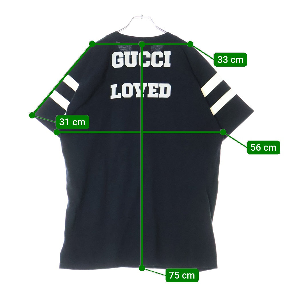 GUCCI(グッチ) SS21 1921 Series Alphabet Printing T-Shirt ロゴプリント フットボール 半袖Tシャツ ブラック 660744 XJDKK
