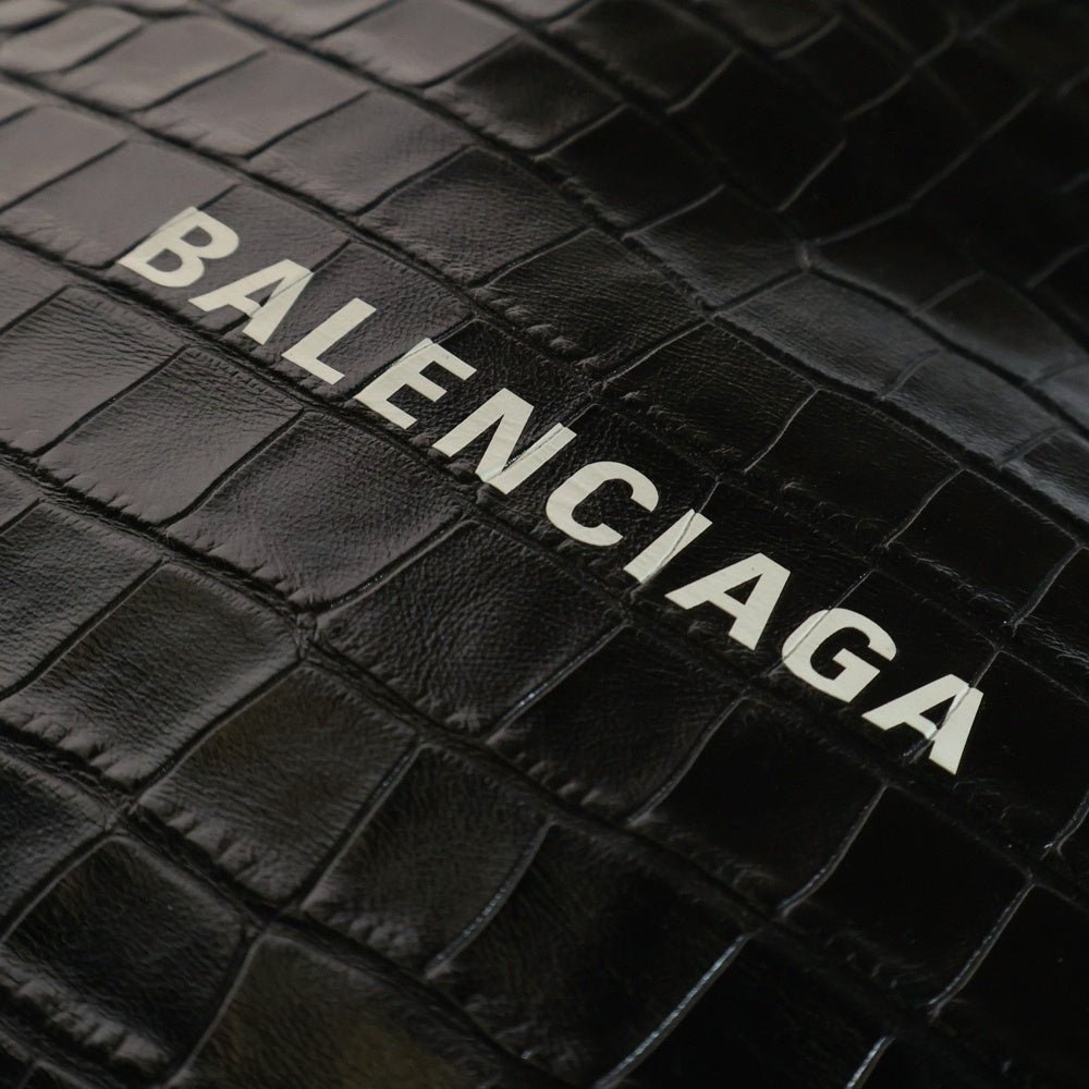 BALENCIAGA(バレンシアガ) エブリデイ クロコ型押し トートバッグ ブラック 618284 23E3N