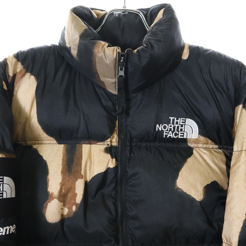 SUPREME(シュプリーム) 21AW ×THE NORTH FACE Bleached Denim Print Nuptse Jacket ND52100I ノースフェイス ブリーチデニムプリントヌプシダウンジャケット ブラック/ブラウン