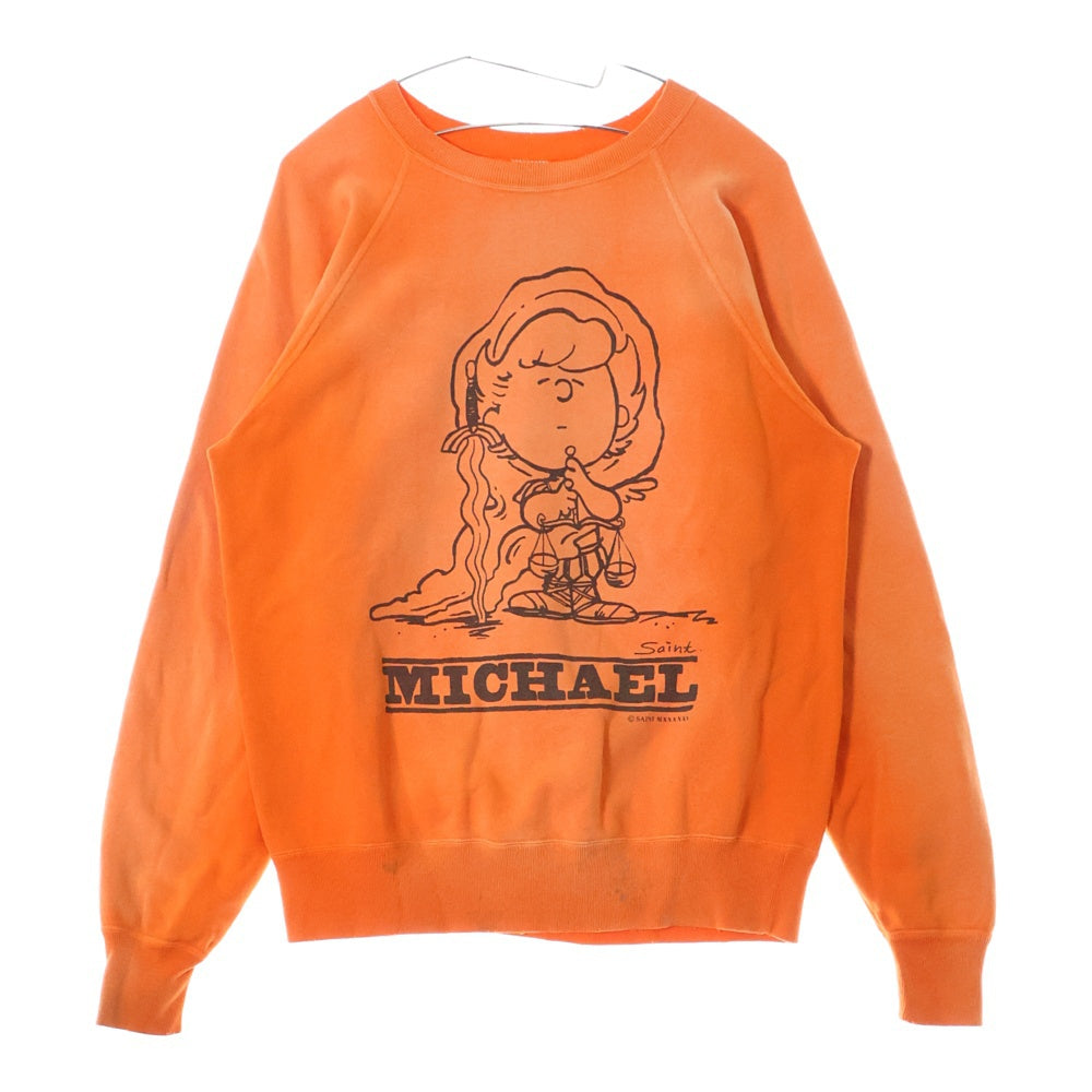 SAINT MICHAEL(セントマイケル) 23AW CREW N SWEAT ダメージ加工 クルーネックスウェットトレーナー オレンジ SM-A23-0000-023
