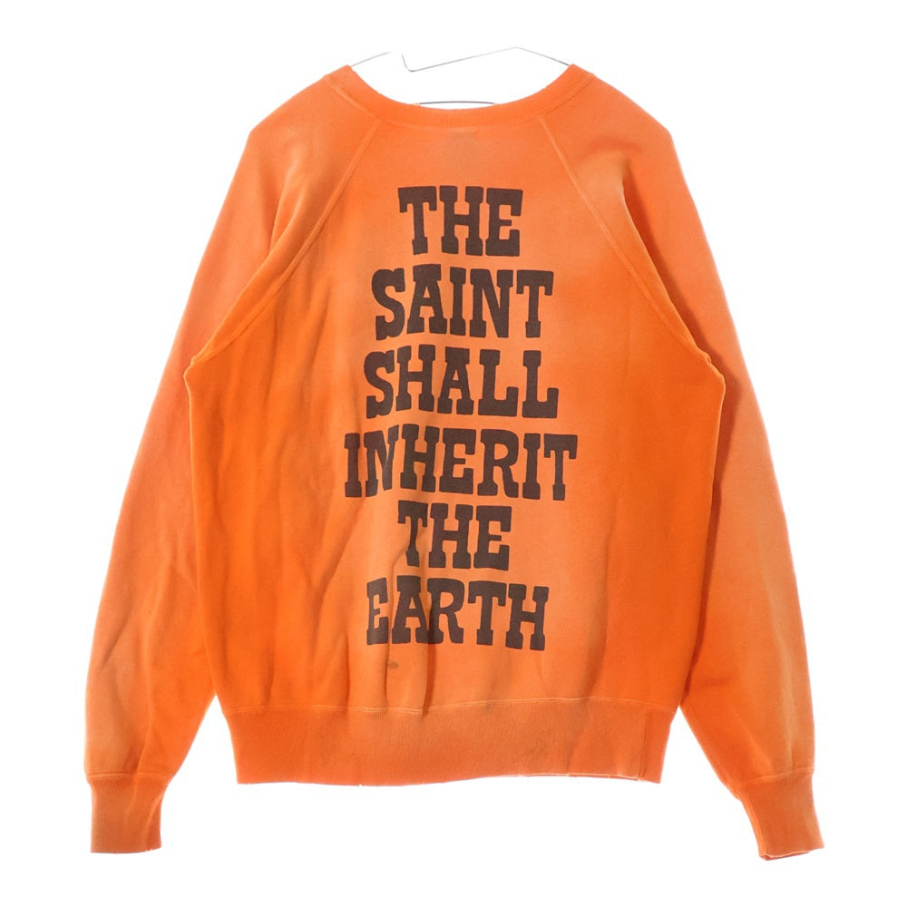 SAINT MICHAEL(セントマイケル) 23AW CREW N SWEAT ダメージ加工 クルーネックスウェットトレーナー オレンジ SM-A23-0000-023