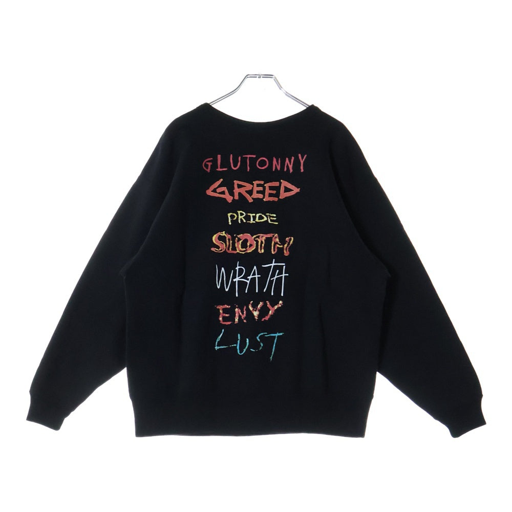 SAINT MICHAEL(セントマイケル) CREW NECK SWEAT 7 DEADLY クルーネック スウェット トレーナー ブラック SM-HR8-0000-044