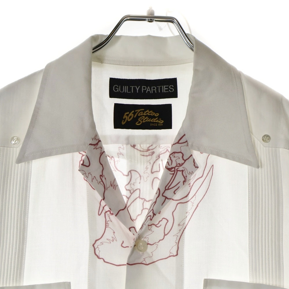 WACKO MARIA(ワコマリア) 24SS ×56TATTOO STUDIO CUBA SHIRT キューバシャツ 開襟シャツ 半袖シャツ ホワイト