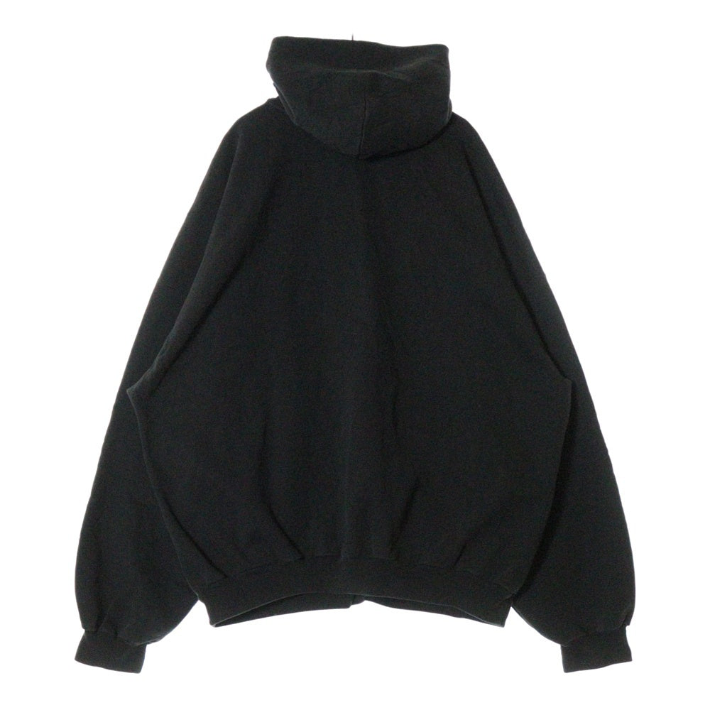 BALENCIAGA(バレンシアガ) 24AW ロゴヴィンテージプリントプルオーバーパーカー ブラック/ホワイト 803265 TRVH6
