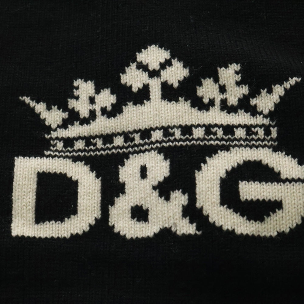 DOLCE & GABBANA(ドルチェアンドガッバーナ) ロゴ マフラー ストール カシミヤ ブラック/ホワイト