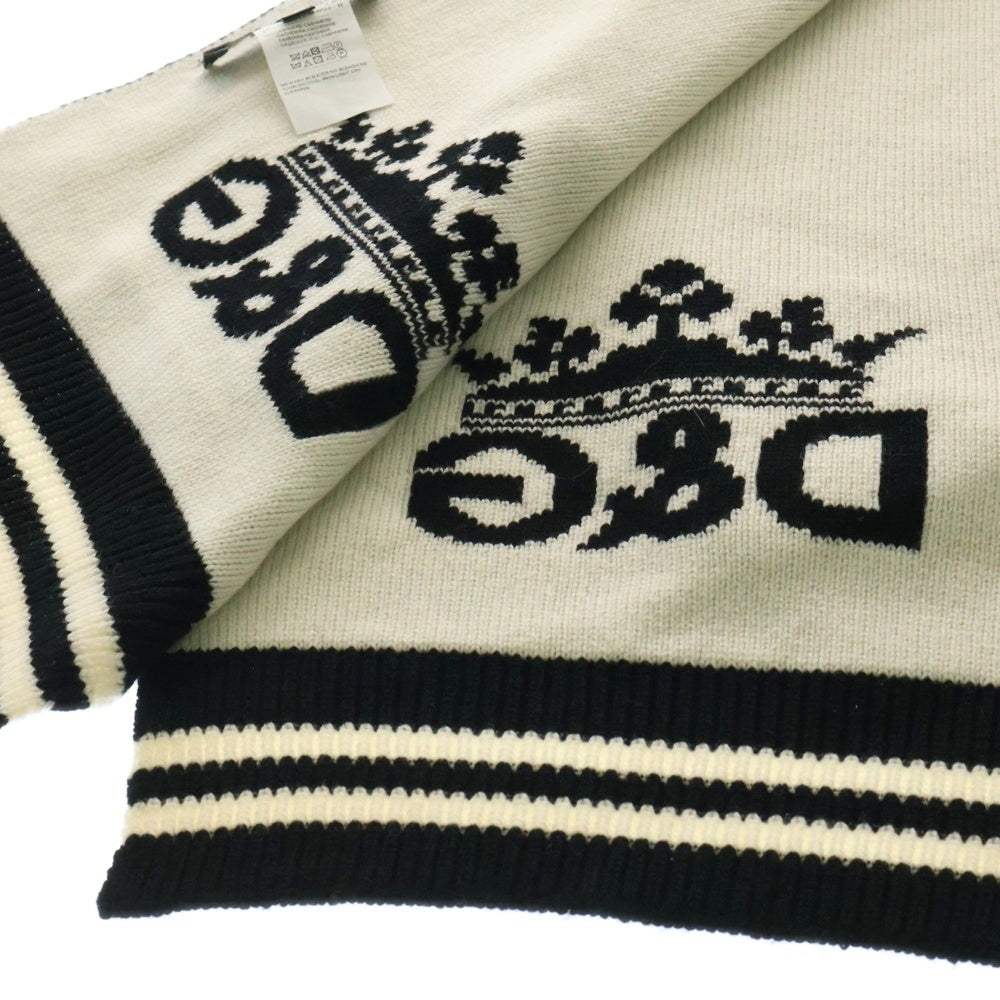 DOLCE & GABBANA(ドルチェアンドガッバーナ) ロゴ マフラー ストール カシミヤ ブラック/ホワイト