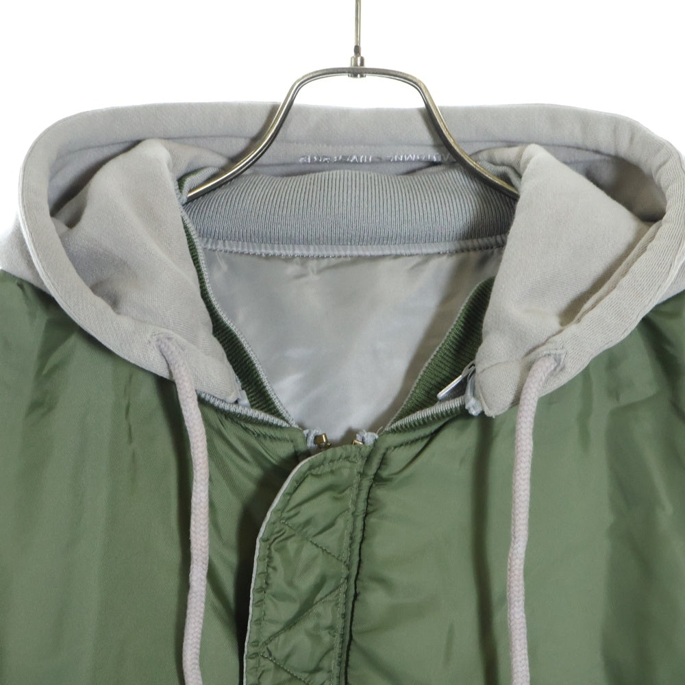 VETEMENTS(ヴェトモン) 17AW ×Alpha Reversible Hooded Bomber Jacket アルファ リバーシブルフーディーボンバージャケット グレー/カーキ MAH18JA35