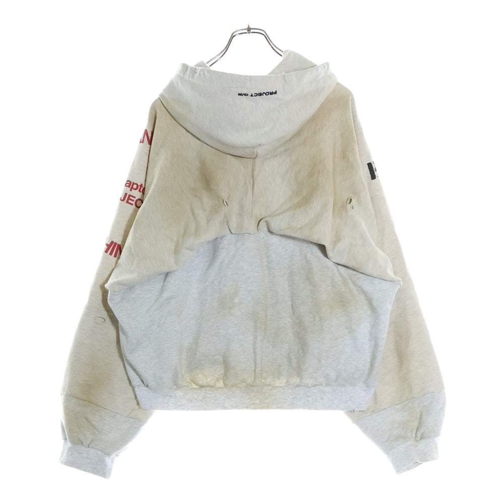 PROJECT G/R(プロジェクトジーアール) 24AW ARMY プリントダメージ加工 スウェットジップパーカー グレー