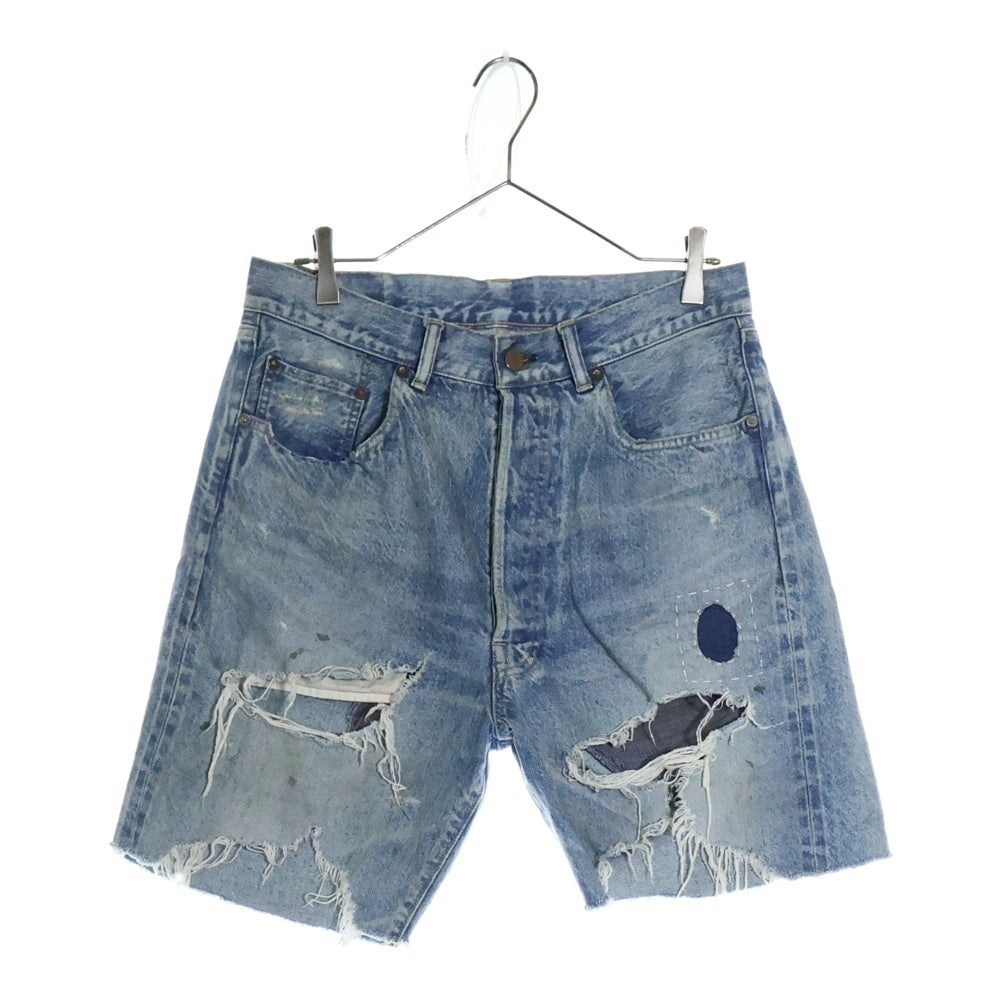 SAINT MICHAEL(セントマイケル) 24SS DENIM SHORTS DAMAGE デニムショートパンツ ショーツ ダメージ加工 インディゴ SM-YS8-0000-054