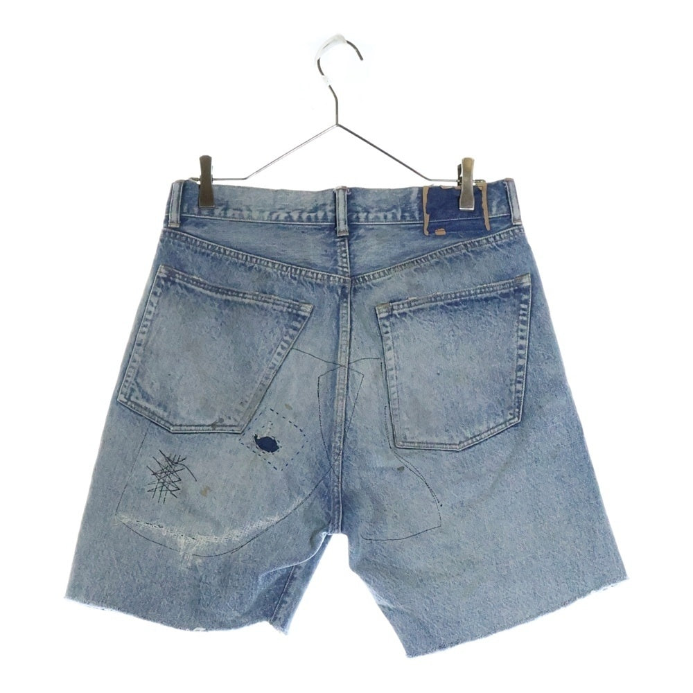 SAINT MICHAEL(セントマイケル) 24SS DENIM SHORTS DAMAGE デニムショートパンツ ショーツ ダメージ加工 インディゴ SM-YS8-0000-054
