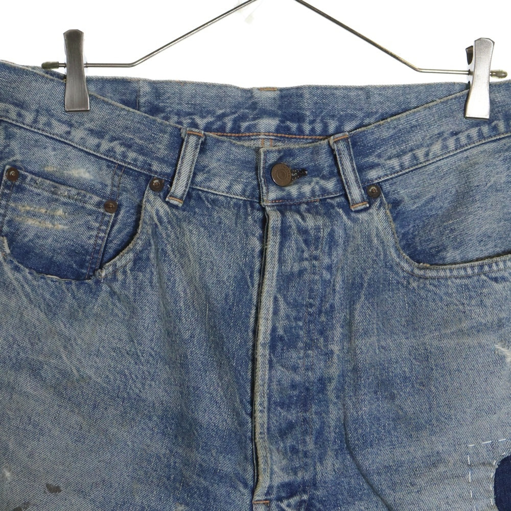 SAINT MICHAEL(セントマイケル) 24SS DENIM SHORTS DAMAGE デニムショートパンツ ショーツ ダメージ加工 インディゴ SM-YS8-0000-054