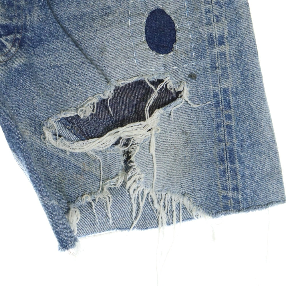 SAINT MICHAEL(セントマイケル) 24SS DENIM SHORTS DAMAGE デニムショートパンツ ショーツ ダメージ加工 インディゴ SM-YS8-0000-054
