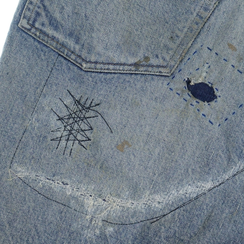 SAINT MICHAEL(セントマイケル) 24SS DENIM SHORTS DAMAGE デニムショートパンツ ショーツ ダメージ加工 インディゴ SM-YS8-0000-054