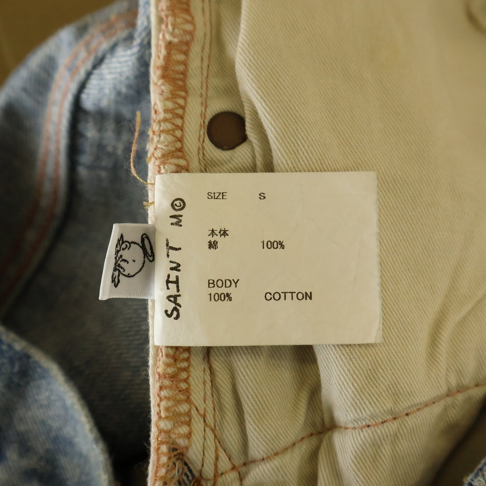 SAINT MICHAEL(セントマイケル) 24SS DENIM SHORTS DAMAGE デニムショートパンツ ショーツ ダメージ加工 インディゴ SM-YS8-0000-054