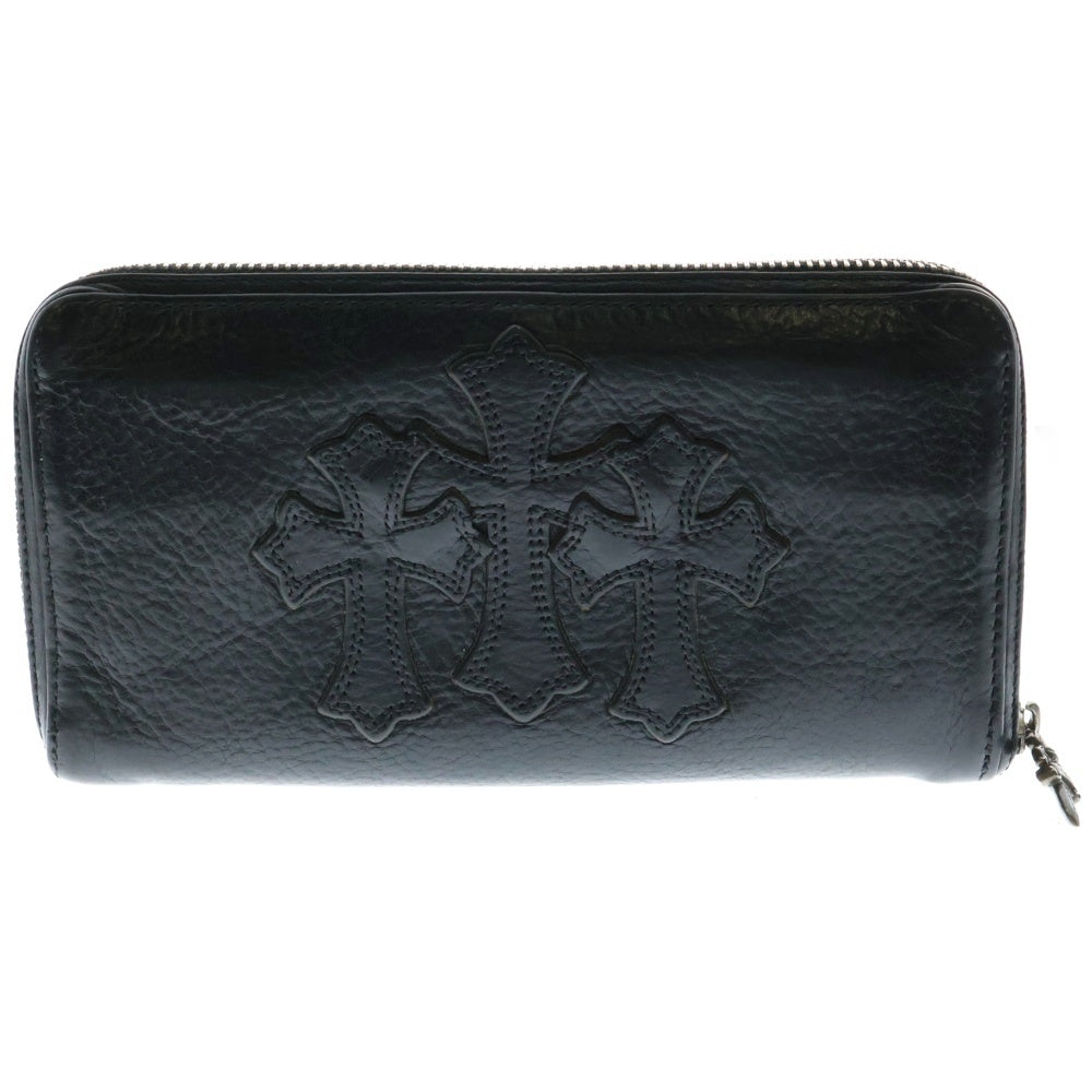 CHROME HEARTS(クロムハーツ) REC F ZIP 3セメタリー クロスパッチ ラウンドファスナーウォレット 長財布 ブラック BCA368
