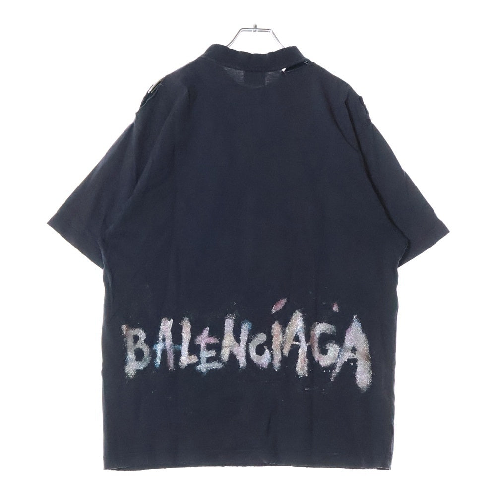 BALENCIAGA(バレンシアガ) Medium Fit T Shirtダメージ加工 半袖Tシャツ ブラック 764235 TSVD5